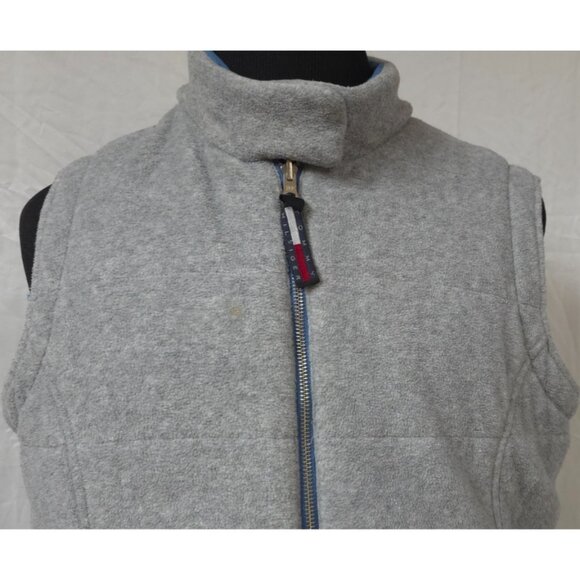 Tommy Hilfiger Mens XL Blue Grey Reversable Full Zip Fleece Logo Flag Hike Vest - Picture 3 of 16